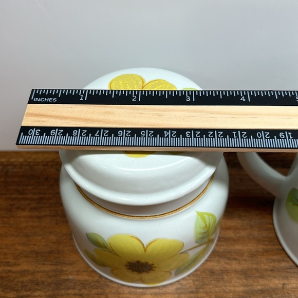 Royal Doulton 1973 Lambeth Stoneware Summer Days Covered Sugar Dish And Creamer - Picture 12 of 16